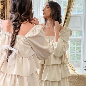 WeWoreWhat- Tiered Crinkle Chiffon Mini Dress